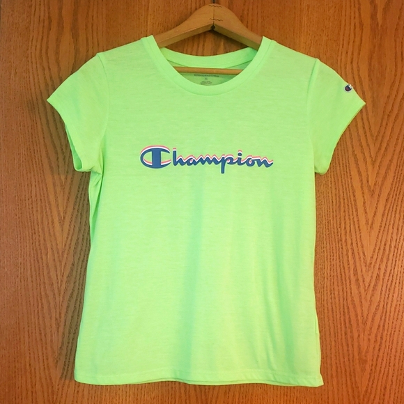 Neon Green Champion Youth T-Shirt Sz XL - Picture 1 of 6